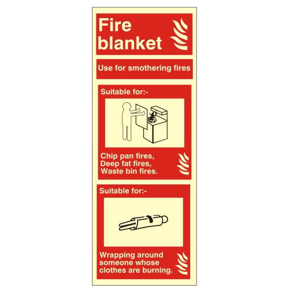 Fire Blanket ID Portrait Signs 80mm x 200mm